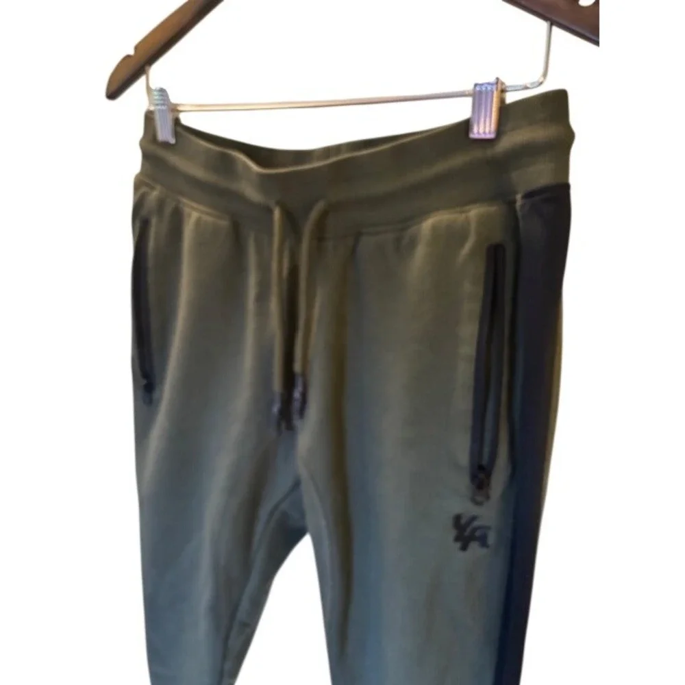 YoungLA Men's Olive Green Black Joggers Sweatpants YLA Logo Size M
